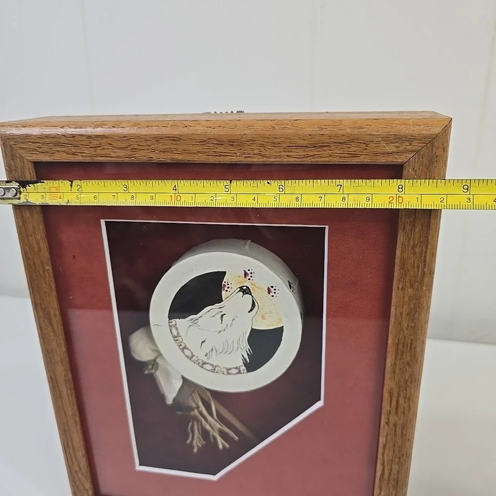 Native American Handcrafted Indian Drum‎ Shadow Box Vintage 90s